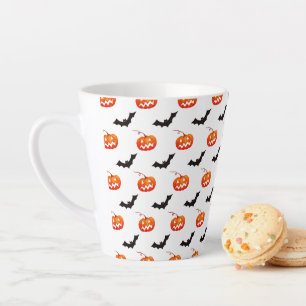 Tasse Latte Citrouilles et chauves-souris d'Halloween, Trou ou