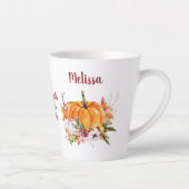 Tasse Latte Citrouilles Et Fleurs De Remerciements Avec Latte  (Droite)