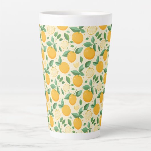 Tasse Latte Citrus citron jaune motif de fruits tropicaux (Devant)