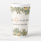 Tasse Latte Citrus, orange + fleur petit baby shower (Devant)