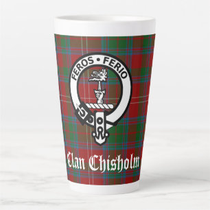 Tasse Latte Clan Chisholm Tartan & Crest Badge