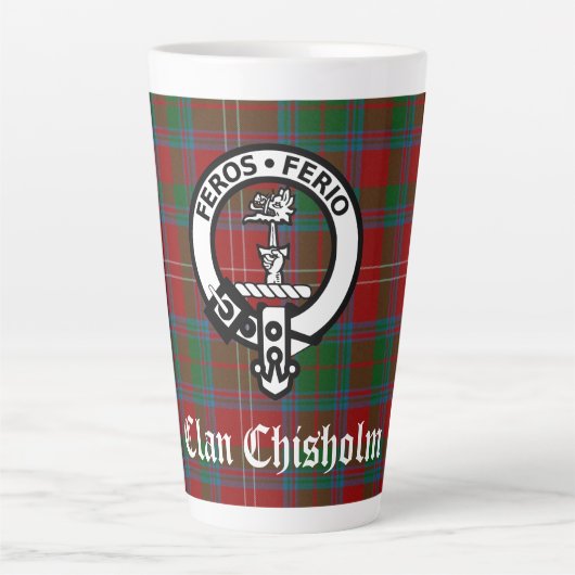 Tasse Latte Clan Chisholm Tartan & Crest Badge (Devant)