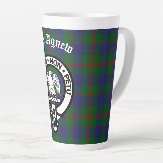 Tasse Latte Clan écossais Agnew Crest & Tartan (Angle droit)