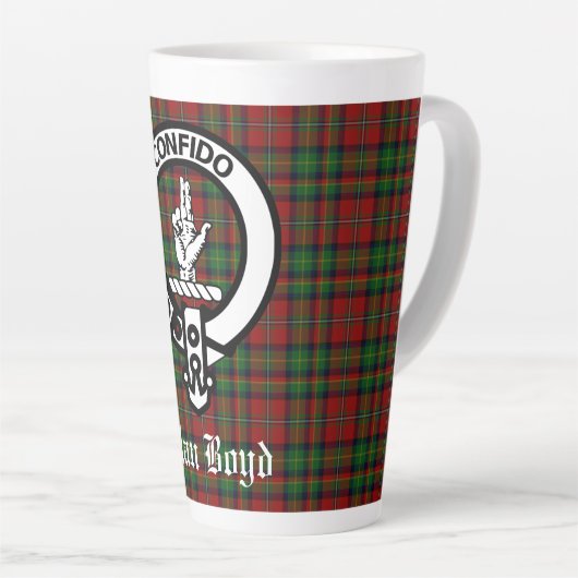 Tasse Latte Clan écossais Boyd Crest Badge & Tartan (Angle droit)