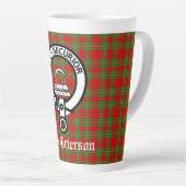 Tasse Latte Clan Grierson Crest Badge & Tartan (Angle droit)