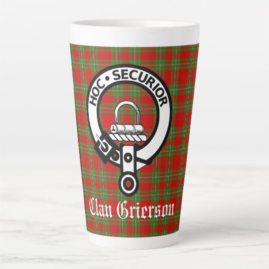 Tasse Latte Clan Grierson Crest Badge & Tartan (Devant)