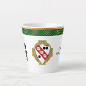 Tasse Latte Clarke Irish Shield & Tartan Personnalisé (Devant)