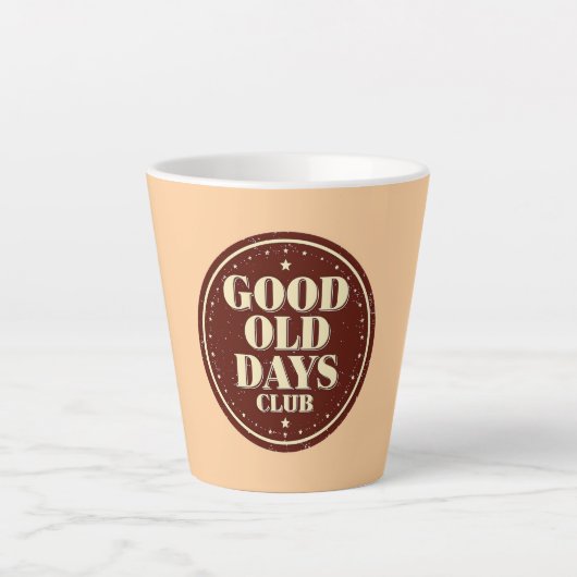 Tasse Latte Classic Brown Good Old Days Club Emblem (Devant)