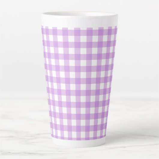 Tasse Latte Classic En vichy Vérifier Plaid Motif Lilac (Devant)