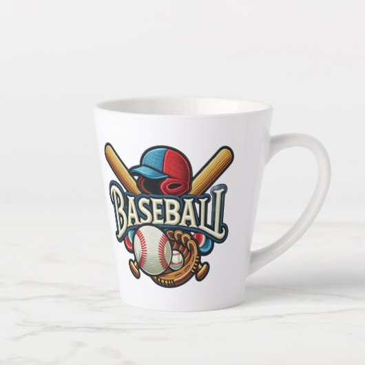 Tasse Latte Classique Baseball Essentials / Stylish Retro Lege (Droite)