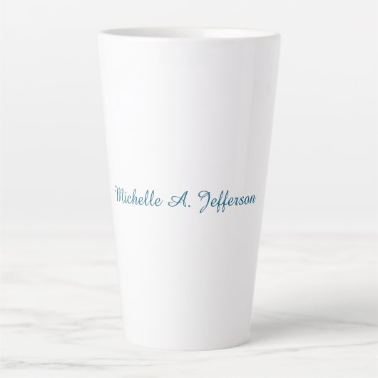 Tasse Latte Classique Créatif tendance Bleu Océan Blanc (Devant)