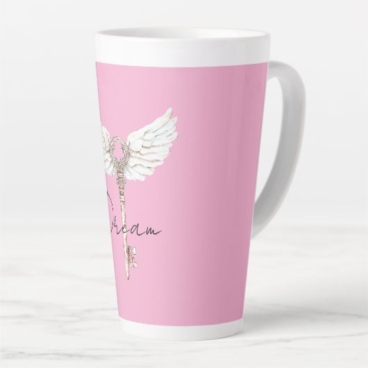 Tasse Latte Clé des plumes d'ange blanc (Angle droit)