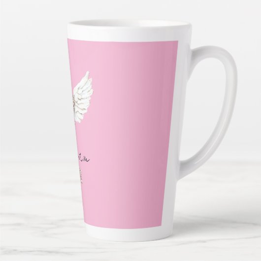 Tasse Latte Clé des plumes d'ange blanc (Droite)