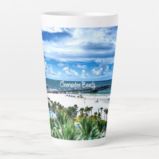 Tasse Latte Clearwater Beach, Floride, destination vacances (Devant)
