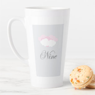 Tasse Latte Clouages Delicés Rose et Blanc Avec Texte Neuf