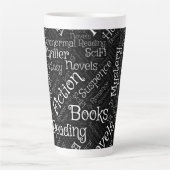 Tasse Latte Cloud Word pour les amateurs de livres (Devant)