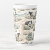Tasse Latte Coastal Cottage Lighthouse Pattern (Devant)