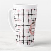 Tasse Latte Coccinelle rayée rose et noir (Angle gauche)