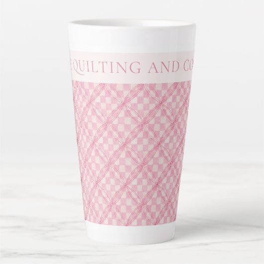 Tasse Latte COCHER EN ROSE TÊTE EN COURSE Tard en latte + Text (Devant)