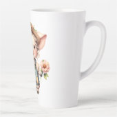 Tasse Latte Cochon fermier mignon dans les salons avec fleurs (Droite)