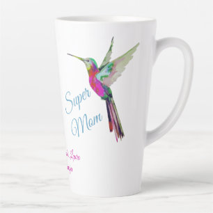 Tasse Latte Cochon volant mou   Super Maman   Coeurs roses Lat