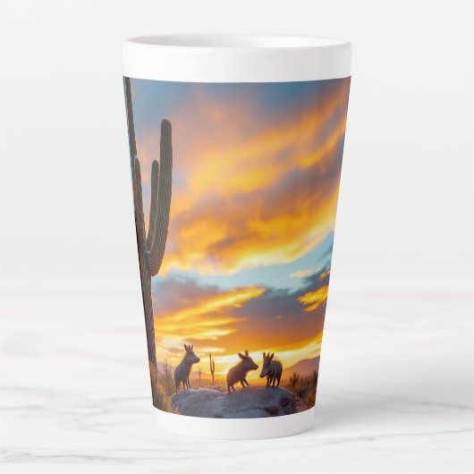 Tasse Latte Cochons sauvages du désert Javalina Arizona (Devant)