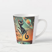 Tasse Latte Cocktails de chat noir cosmique futuriste atomique (Droite)