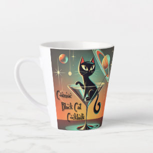 Tasse Latte Cocktails de chat noir cosmique futuriste atomique