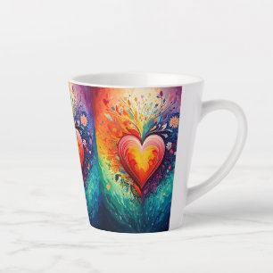 Tasse Latte Cœur Arc-en-ciel