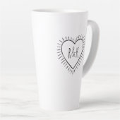 Tasse Latte Coeur de la journée Monogramme Valentines (Angle droit)
