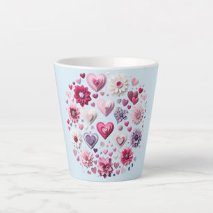 Tasse Latte Coeur de la Saint Valentin florale