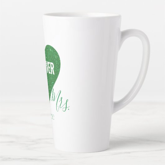 Tasse Latte Coeur de Parties scintillant verte M & Mme Large L (Droite)