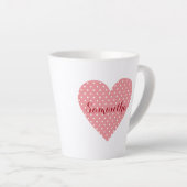 Tasse Latte Coeur de pois rose et blanc mignon (Angle droit)
