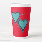 Tasse Latte Coeur et flèche turquoise (Devant)
