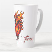 Tasse Latte Coeur flamboyant. (Angle droit)