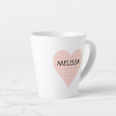 Tasse Latte Coeur mignon rose et jaune plaid PERSONNALISÉ (Angle droit)