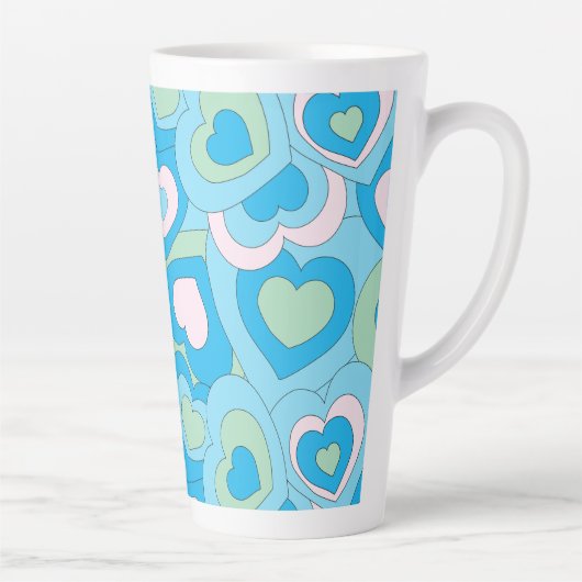 Tasse Latte Cœur Rétro Bleu Turquoise (Droite)