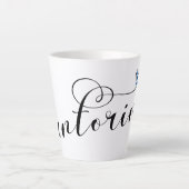 Tasse Latte Coeur Santorin En Drapeau, Grèce, Thira (Devant)