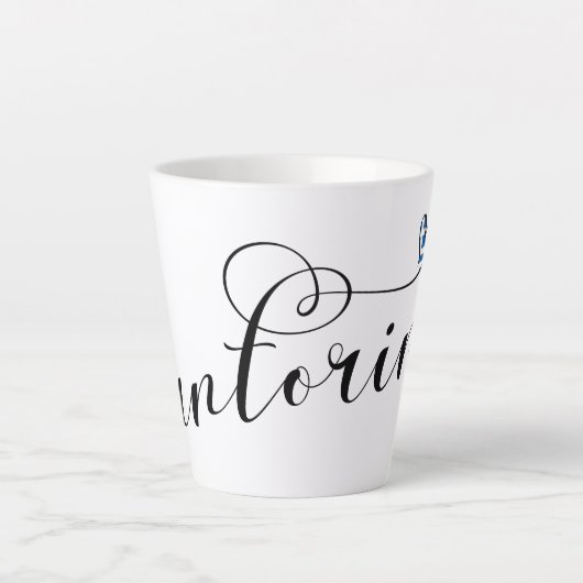 Tasse Latte Coeur Santorin En Drapeau, Grèce, Thira (Devant)