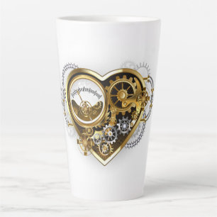 Tasse Latte Cœur Steampunk avec un manomètre