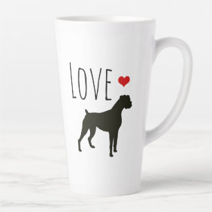 Tasse Latte Coeur Valentin  Chiens de boxe d'amour