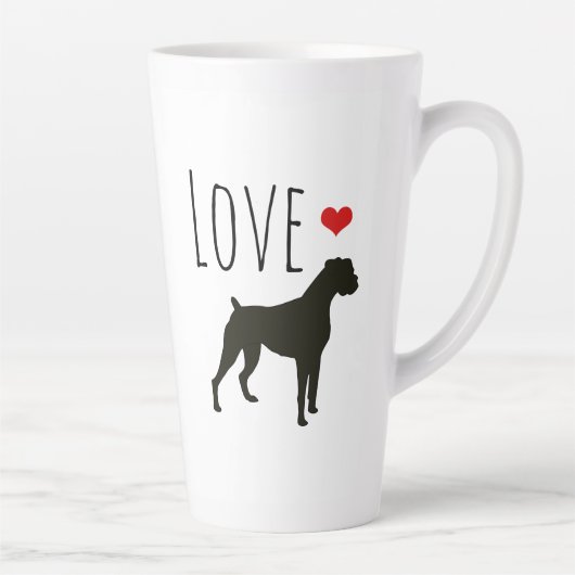 Tasse Latte Coeur Valentin| Chiens de boxe d'amour (Droite)