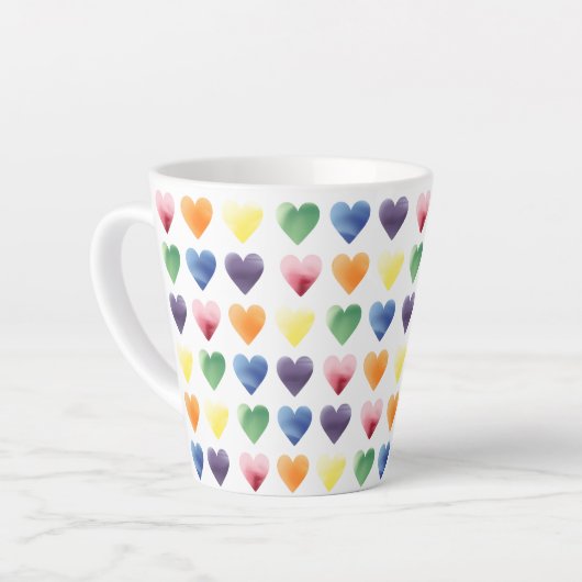 Tasse Latte Coeurs arc-en-ciel (Angle gauche)
