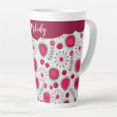 Tasse Latte Coeurs blancs blancs blancs blancs Whimsical fleur (Angle droit)