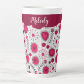 Tasse Latte Coeurs blancs blancs blancs blancs Whimsical fleur (Devant)