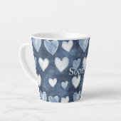 Tasse Latte Cœurs bleus (Angle gauche)