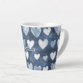 Tasse Latte Cœurs bleus (Angle droit)
