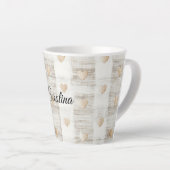 Tasse Latte Coeurs Boho Beige Blanc Crème (Angle droit)