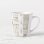 Tasse Latte Coeurs Boho Beige Blanc Crème (Droite)