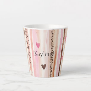 Tasse Latte Coeurs Brown Empreintes de léopard roses